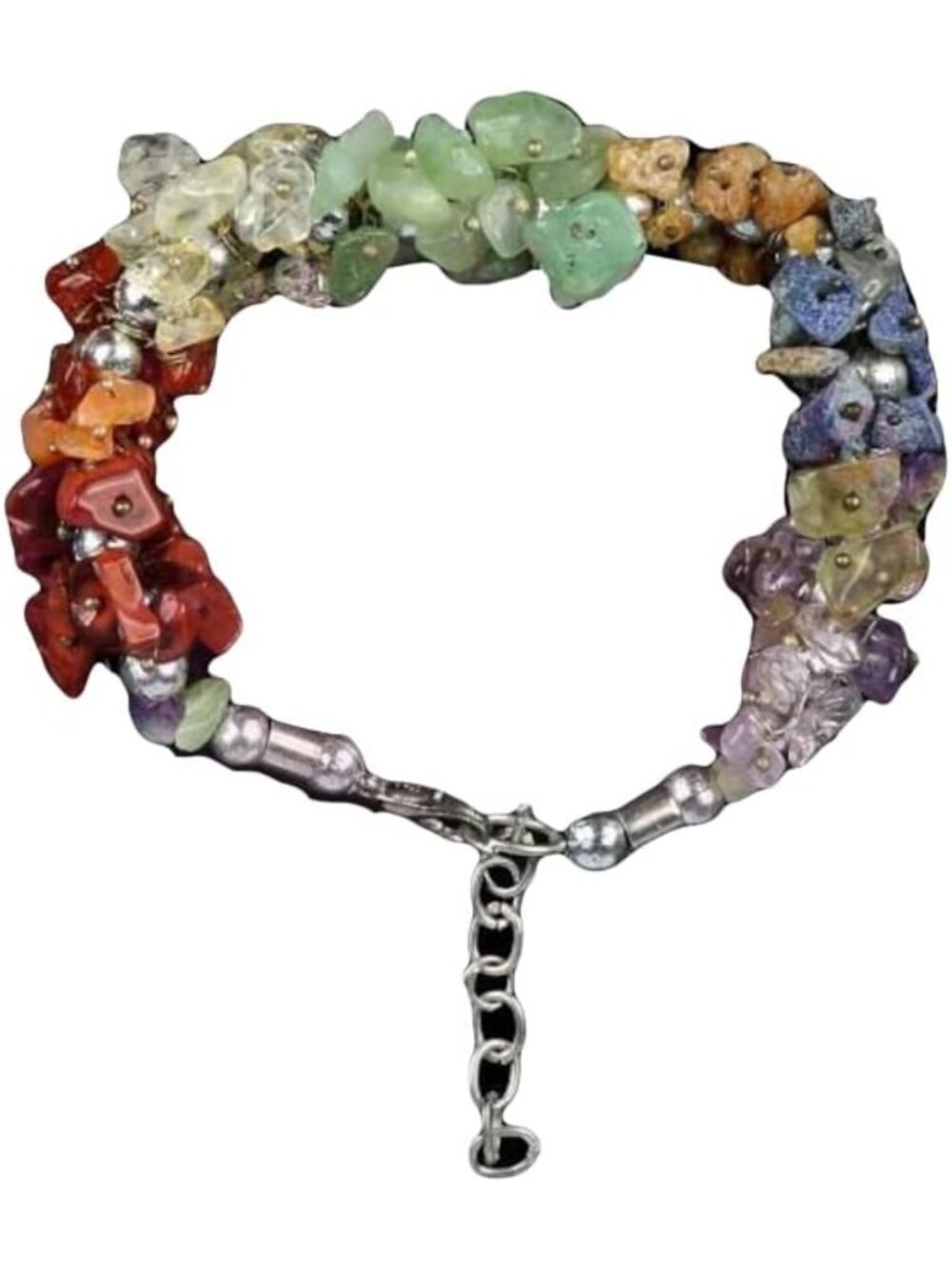 Natural Stone Chakra Bracelet | Gemstone Chip Crystal Jewelry | Healing Energy